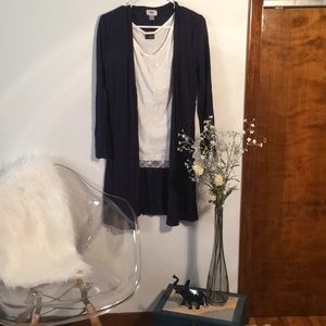Navy duster length cardigan